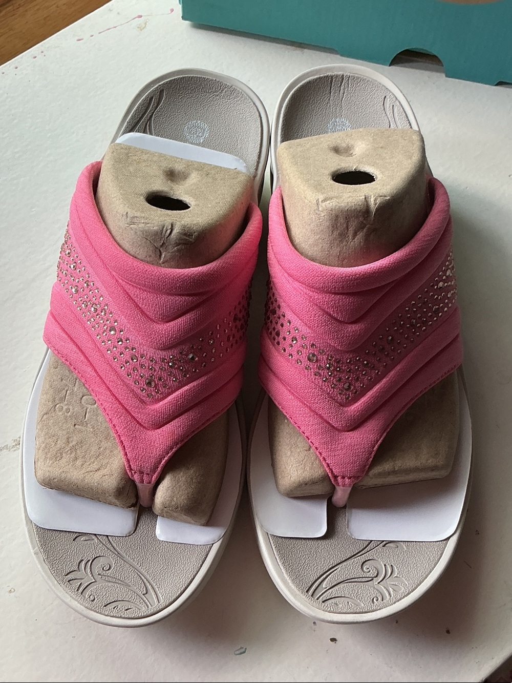 Bzees Hot Pink Crystal-Trimmed Slip-On Sandals